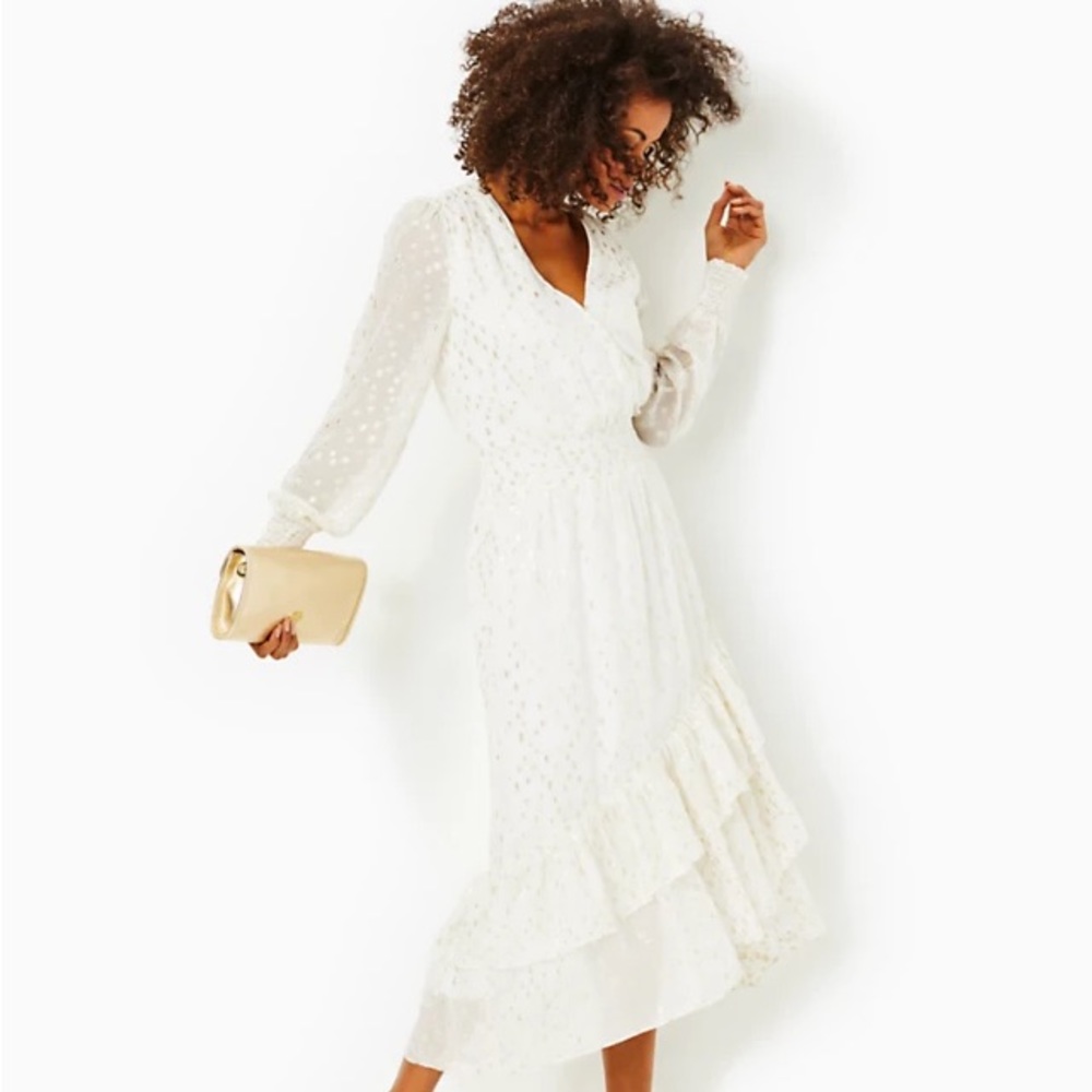 Lilly Pulitzer NWT Cristiana Midi Dress in Coconut Size 4